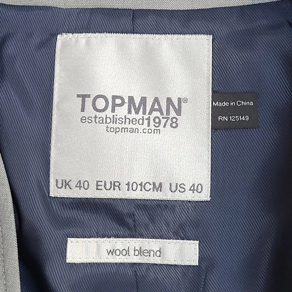 Topman Grey 3 Pocket Smart Formal Waistcoat Men's M 39'' - Image 4 of 4