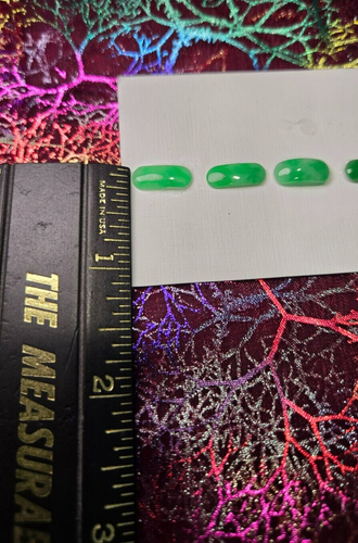 Green Jade Rectangular Cabochon (5 pcs), Perfect for Pendants, Rings, Earrings - Picture 2 of 7