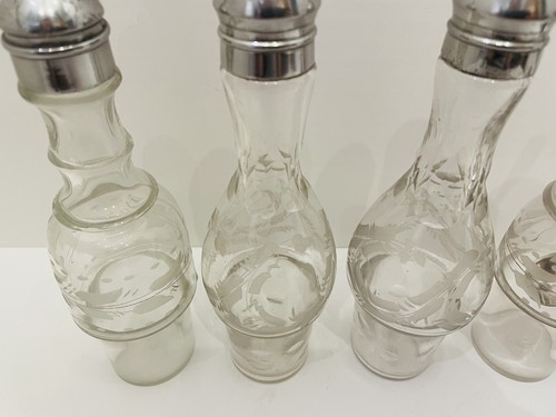 Antikes versilbertes Kruzifix Set von Meriden Britannia - geätzte Glasgläser E2 - Bild 4 von 12
