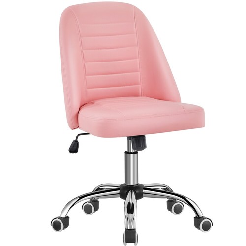 Armless Office Desk Chair Mid Back Task Chair with Chrome-plated Metal Base - Picture 30 of 47