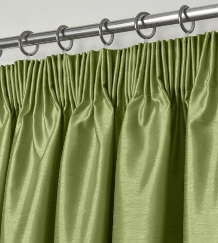 Faux Silk Luxury Tape Top Curtains Pencil Pleat Lined Curtains Pair Ready Made - 第 22/30 張圖片