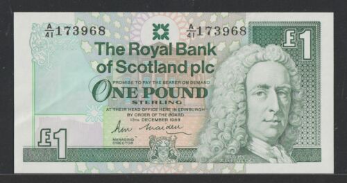 The Royal Bank of Scotland plc, £1, One Pound, 13th Dec 1988, A/41 173968, EF - Photo 1 sur 2