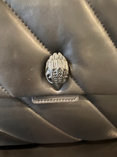 NEU KURT GEIGER GESTEPPT SCHWARZ LEDER WEICH XL UMHÄNGETASCHE HANDTASCHE - Bild 2 von 10