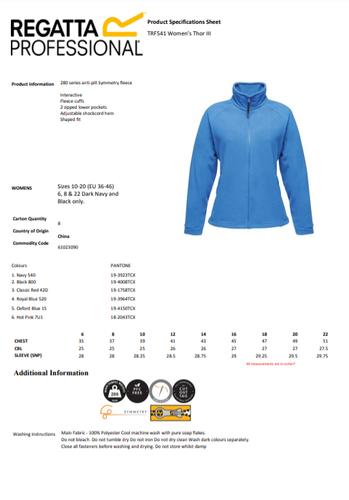 Regatta Women's Thor III Fleece Jacket Full Zip Up Casual Leisure Work Wear TOP - Picture 6 of 25