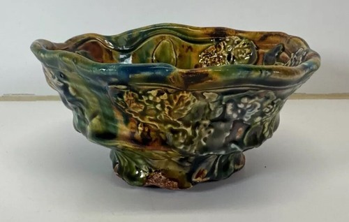 Vintage Lisa Orr Pottery Ceramic Bowl Sun Colorful and Kitschy Trinket Oblong