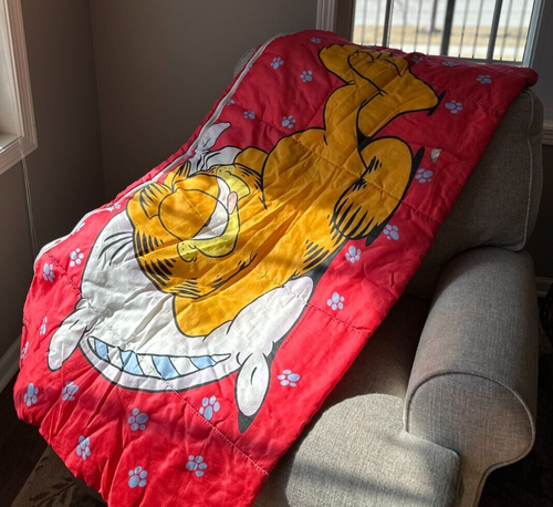 1978 Garfield Schlafsack Reißverschluss Decke 53”x27” Kinder Kinder mit Seesack - Bild 4 von 16