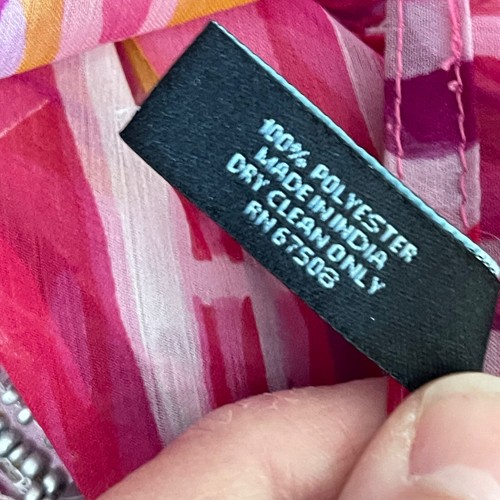 CYNTHIA ROWLEY Fuchsia Printed Chiffon Rhinestone Embellished Kaftan, One Size - Picture 8 of 9