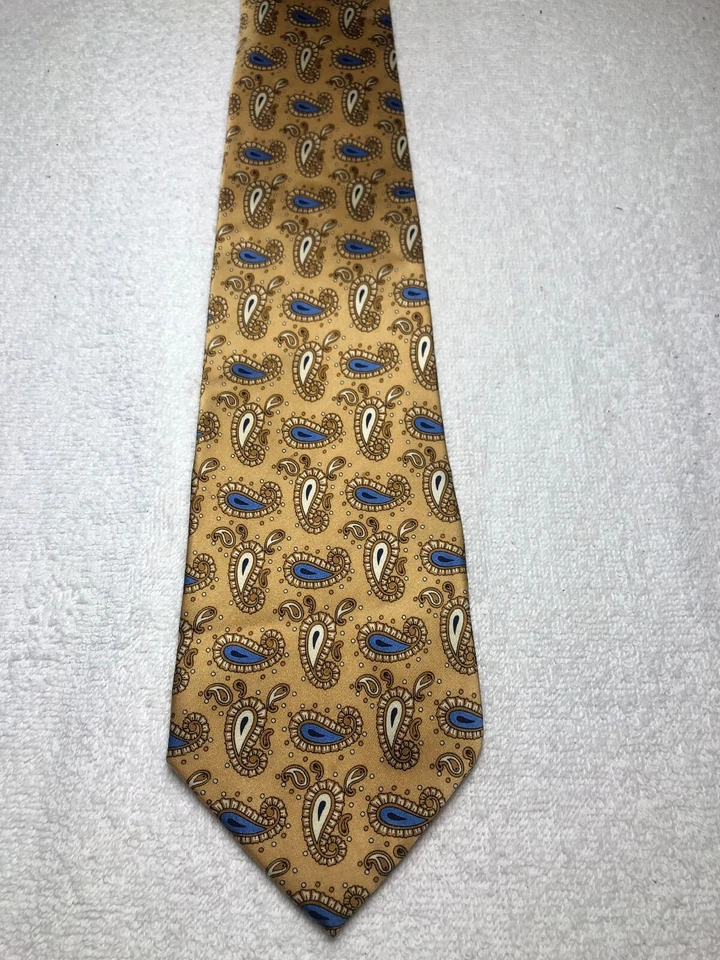 TANGO MENS TIE GOLD WITH BROWN BLUE WHITE 4 X 60 — 第 2/4 张图片