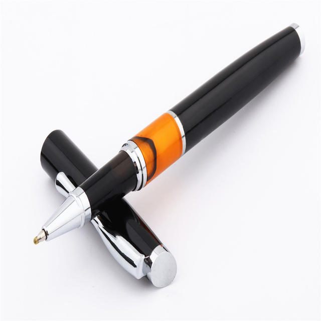 You Ping 183 Executive Metal Rollerball Pen Black with Orange Chrome Trim You Ping 183 Executive Metal Rollerball Pen Black with Orange Chrome Trim