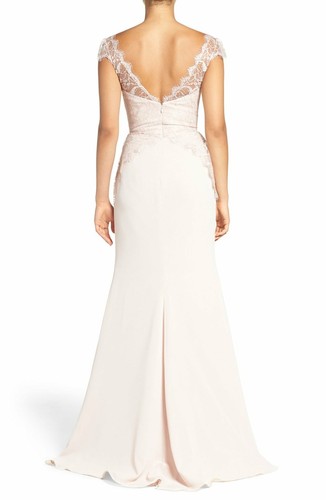 NEW HAYLEY PAIGE OCCASIONS Cap Sleeve Lace & Chiffon Trumpet GOWN Sz 10 $298 - Picture 2 of 4
