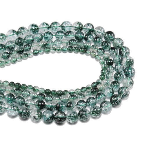 Cuentas gemas de cuarzo fantasma de cristal de corita fantasma verde de 4-12 mm para hacer joyas - Imagen 1 de 13