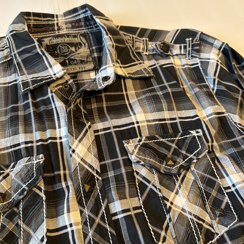 Buckle Black Label No 48 Shirt Slim Fit Men’s Medium Gray Plaid Cotton Athletic - Picture 2 of 9