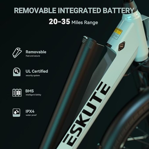 26" ESKUTE C100 Electric City Bike - 500W Peak Motor, 7-Speed, 40Mi Range - Picture 2 of 12