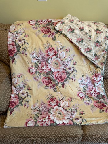 Ralph Lauren Sophie Brooke 66 x 86 Twin Bettbezug Gelb Floral Rosa Blumen