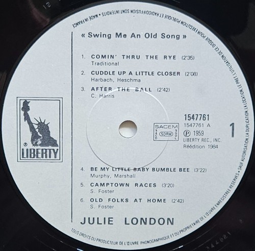 Julie London - Swing Me An Old Song FRANCE 80s Liberty NM LP!! - Picture 3 of 4