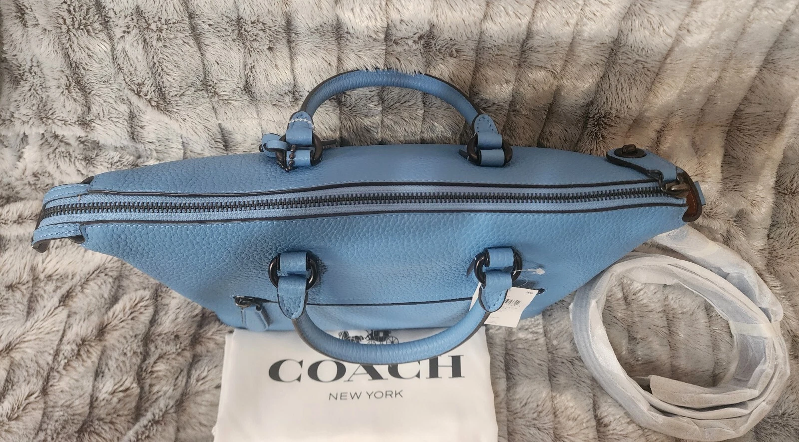 Borsa a tracolla Coach CE741 Cara borsa a mano in pelle blu piscina nuova