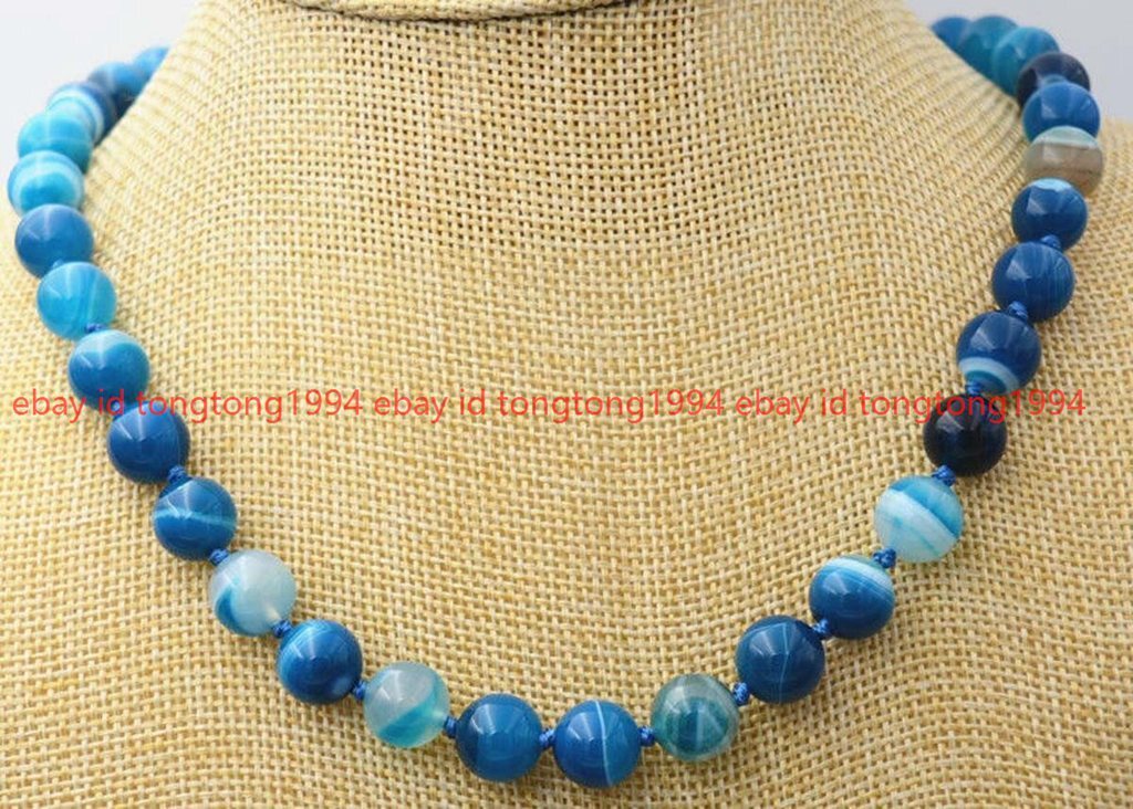 10mm Seltene Blaue Streifen Achat Runde Edelstein Perle…