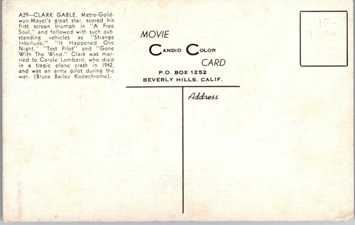 Vintage Postcard Movie Star Clark Gabel  "The Keys to the City" MGM Card - Picture 4 of 4