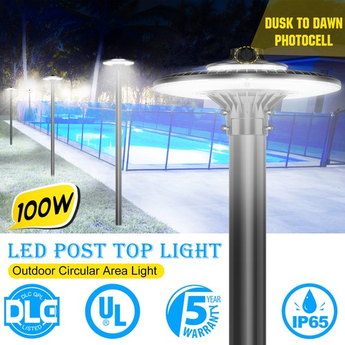 100W LED Circular Area Light Dusk to Dawn Commercial Post Top Lamp 15,000 Lumens - Picture 2 of 19