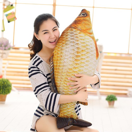 Oreiller 3D en forme de gros poisson, jouet en peluche de carpe en peluche pour - Photo 2/10