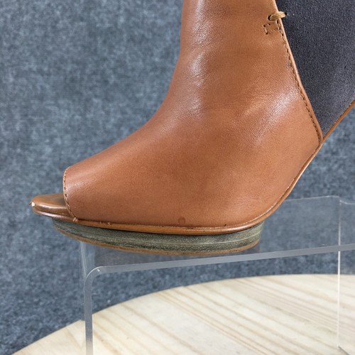 Luxury Rebel Boots Womens 37.5 Casual Buckle Stiletto Ankle Bootie Brown Leather - Picture 4 of 20