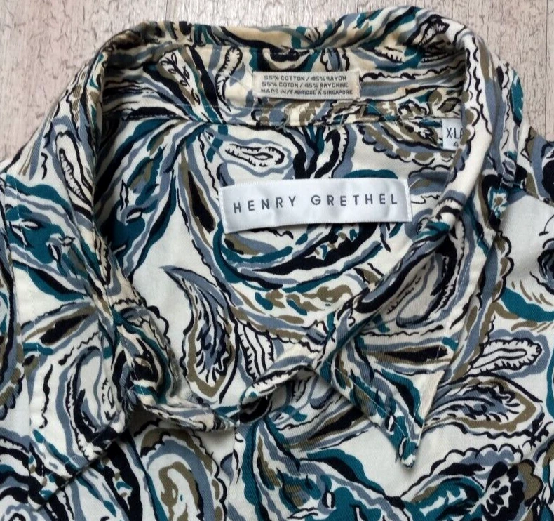 Camisa Henry Grethel De Colección Para Hombres XL Psicodélica Años 90 Mezcla Rayón Fiesta Foto 2 de 4