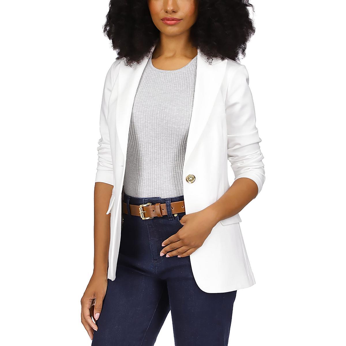Michael Kors Womens White Office Business One-Button Blazer Jacket M BHFO 6417