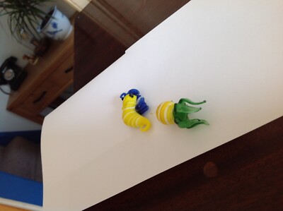 2 x kleine bunte Glas hängende Oktopus / Seepferdchen