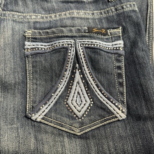 Seven7 Cropped Jeans, 12, Denim, Cotton Blend, Pockets, Zipper Leg - Picture 9 of 13