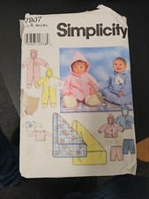Simplicity 7807 Baby Infant Romper Jacket Pants Blanket Top size NB-Large Uncut 