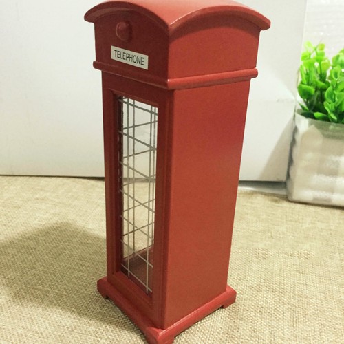 Cabina telefónica pública antigua roja para casa de muñecas decoración en miniatura 1:12 - Imagen 5 de 6