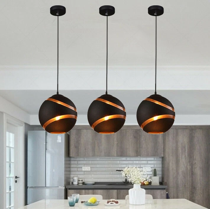 Glass Pendant Light Modern Home Black Ceiling Lamp Kitchen Lights