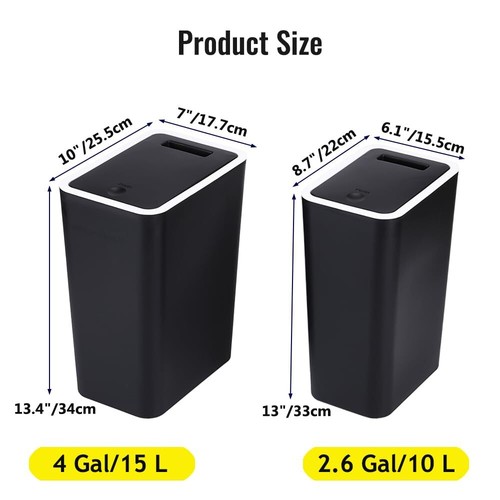 Bathroom Trash Can with Lid 2 Pack Slim Garbage Can with Pop-Up Lid Small Was... - Picture 2 of 7