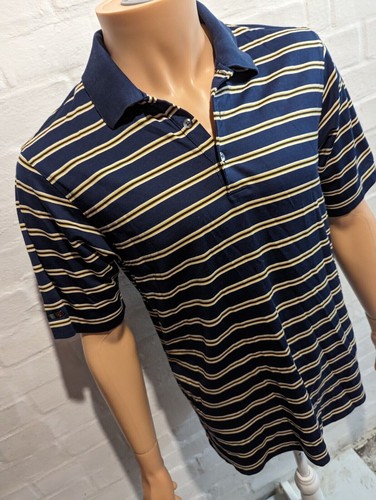 Nike Tiger Woods Golf Polo Dri Fit Tshirt blue Stripped Medium Top Sports - Picture 5 of 9