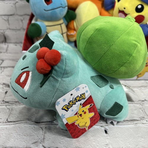 Pokémon 8" Pikachu, Charmander, Squirtle, Bulbasaur Plush Set of 4 Winter Holida - Picture 2 of 17