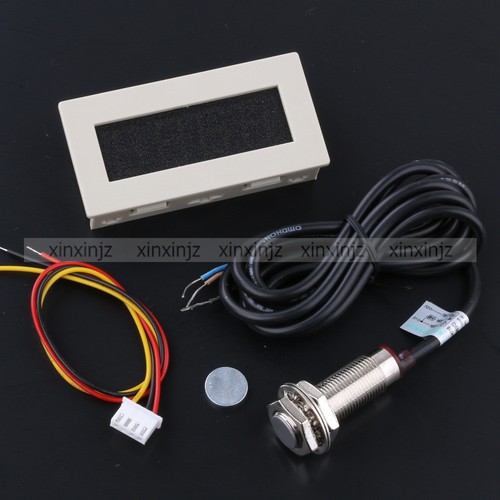 RPM Speed Meter 4 Digital Blue LED +Hall Proximity Switch Sensor NPN White Box  - Picture 1 of 4