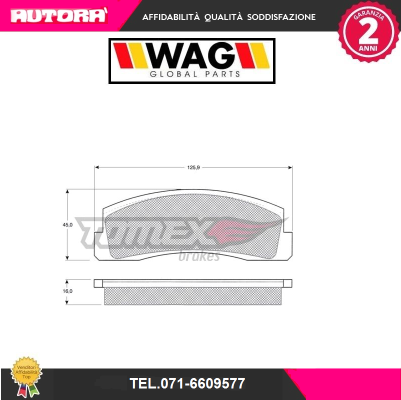 1216 Kit pastiglie freno a disco ant.adatto a Lada Niva (MARCA-WAG)