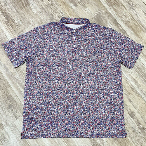 Maelreg Shirt Men's 2XL Colorful Floral Print Performance Golf Polo Stretch - Picture 2 of 8