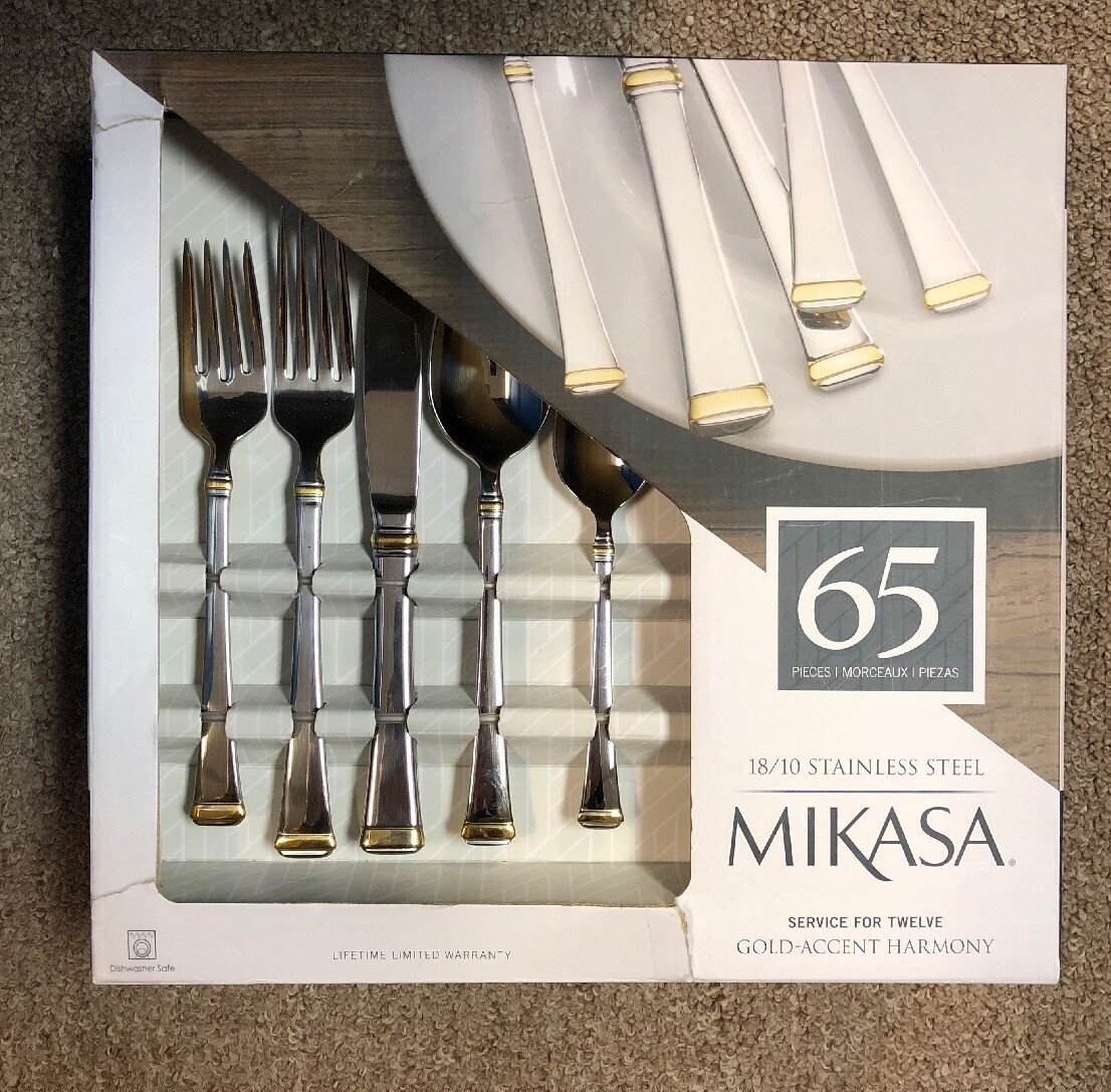 New Mikasa 5184018 Harmony 65 Piece Stainless Steel Flatware Set New Mikasa 5184018 Harmony 65 Piece