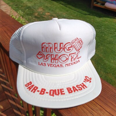 1992 Vintage Las Vegas Mug Shots West Bar B Que Bash Snapback Trucker Cap Hat 