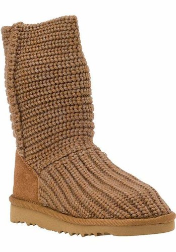 NIB New Kid's UGG Australia Crochet Knit Boots Chestnut Brown 10, 11, 2, 6 or 7 - Picture 2 of 8