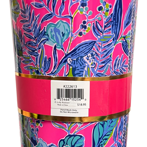Lilly Pulitzer 24oz Tumbler w/Straw Splashdance & Lil Earned Stripes Gold Lids - Picture 7 of 15