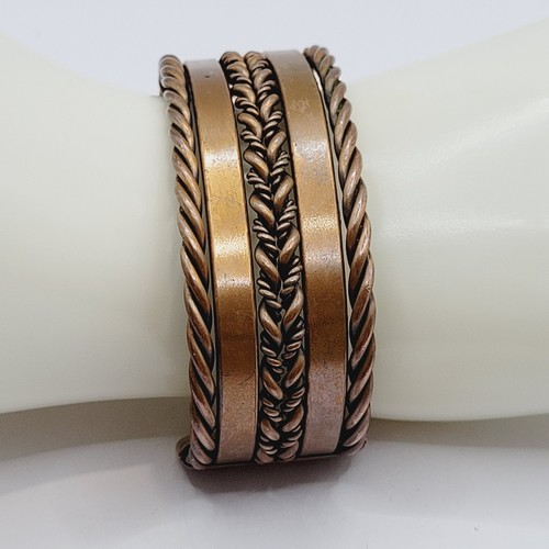 Copper Cuff Western Southwestern Style Wide Rope Braid Design 1990s Bracelet - Picture 16 of 22