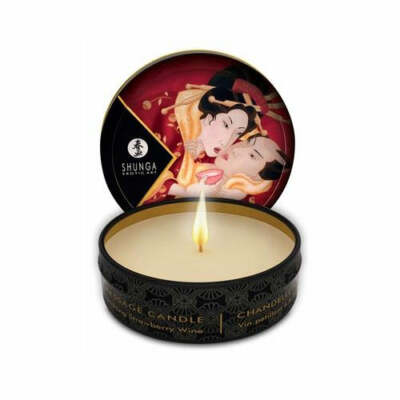 Shunga Mini Massagekerze Erdbeere / Romance 30 ml Massageöl, Erotischer Duft
