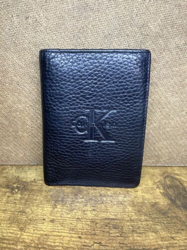 Vintage Calvin Klein Black Leather Credit Card Wallet Bi-Fold - Picture 2 of 13
