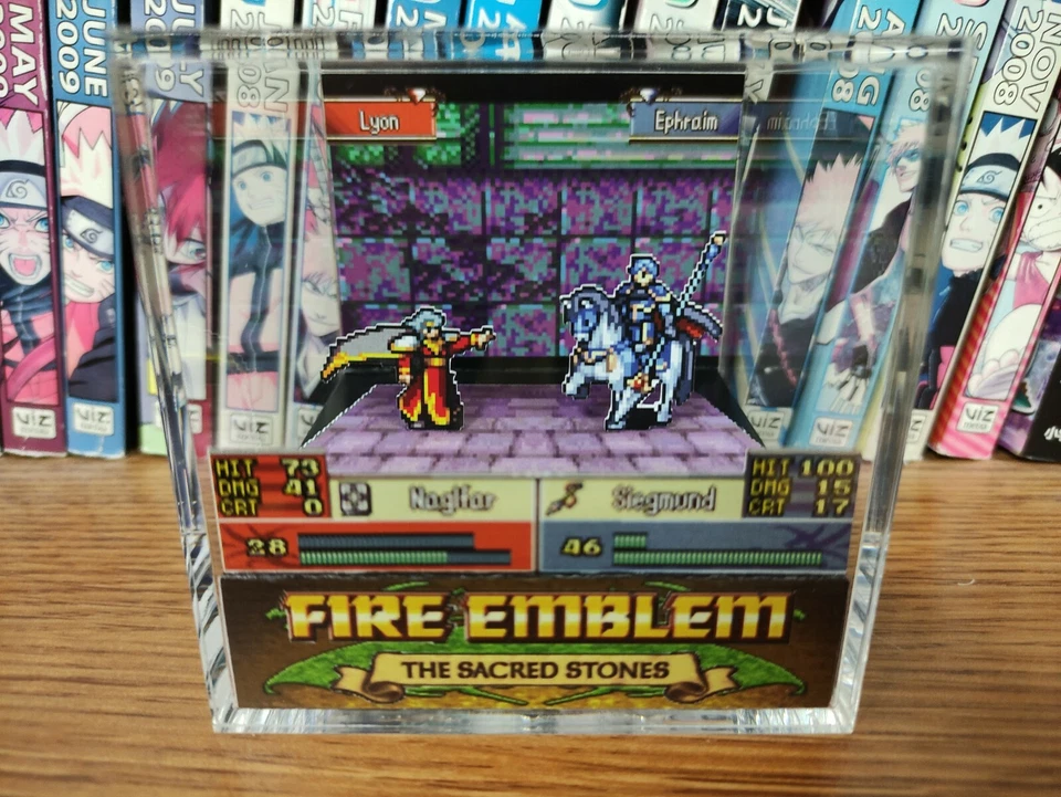 NINTENDO Fire Emblem Lyon vs Ephraim Handmade Diorama-Gameboy Gaming/Retro Cube - Fanart