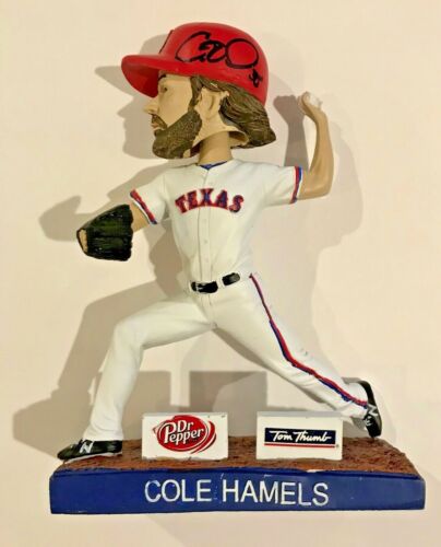 COLE HAMELS RANGERS PHILLIES BRAVES BASEBALL AUTOGRAPHED SIGNED BOBBLEHEAD COA - Picture 2 of 9