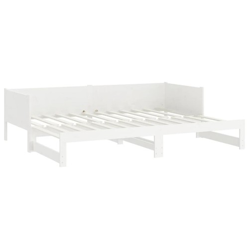 Pull-out Day Bed White Solid Wood Pine 2x(92x187) I0N7 - Picture 9 of 12