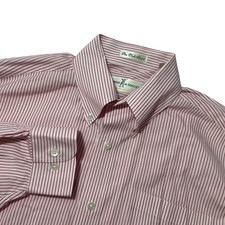 Fairway Greene Medium Cotton Button Up Red White Stripe Pocket