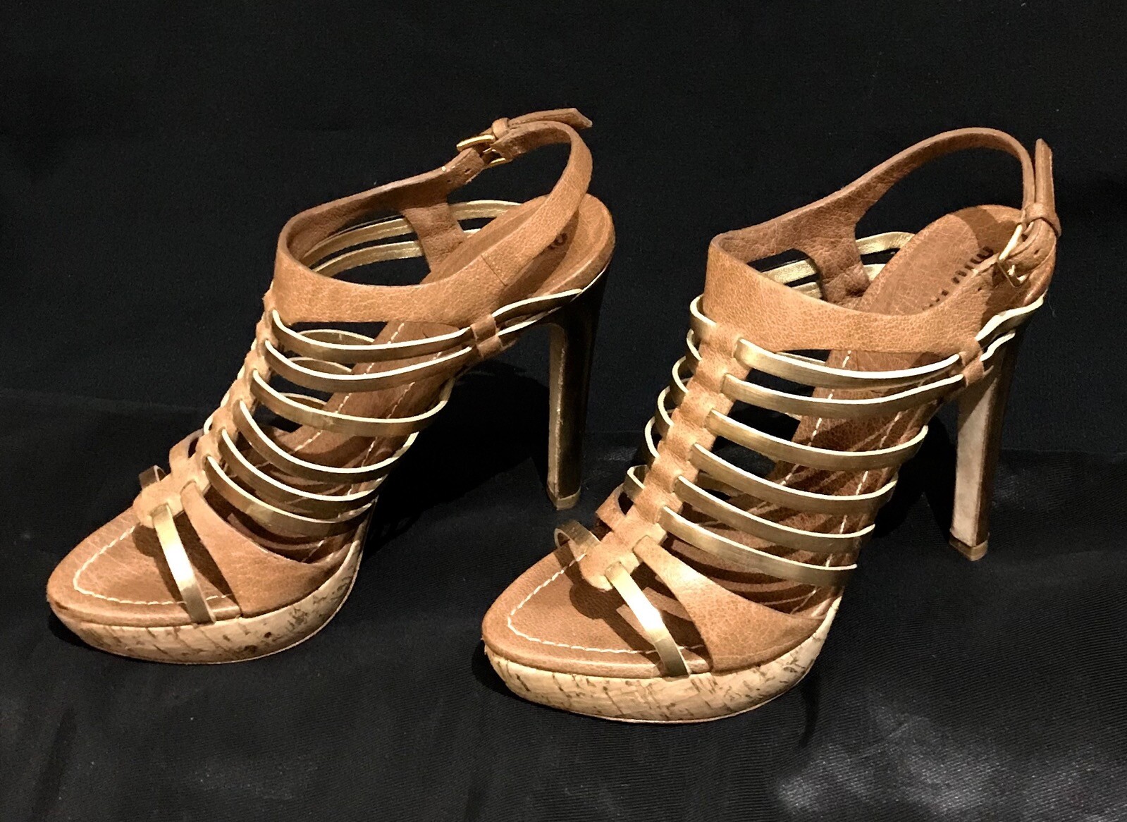 Miu miu Tostado by PRADA Tacón Alto Cuero Tostado miu De oro Sandalias Zapatos de plataforma Talla UK 5 1 2 e11533 Miu miu Tostado by PRADA Tacón Alto Cuero Tostado miu De oro Sandalias Zapatos de plataforma Talla UK 5 1 2 e11533
